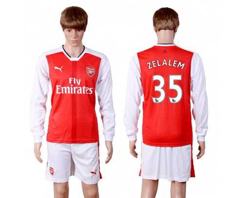 Arsenal #35 Zelalem Red Home Long Sleeves Soccer Club Jersey