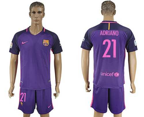 Barcelona #21 Adriano Away Soccer Club Jersey