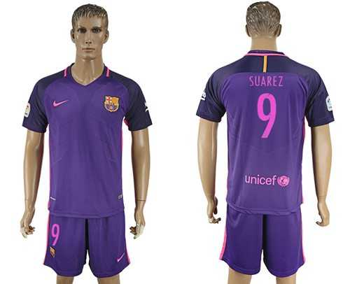 Barcelona #9 Suarez Away Soccer Club Jersey