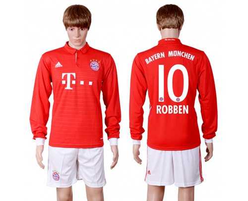 Bayern Munchen #10 Robben Home Long Sleeves Soccer Club Jersey