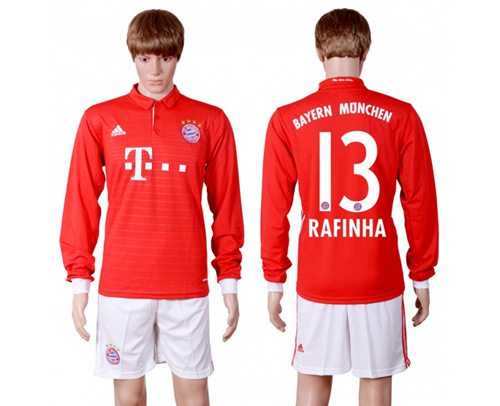 Bayern Munchen #13 Rafinha Home Long Sleeves Soccer Club Jersey