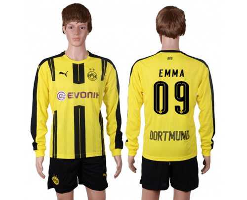 Dortmund #09 EMMA Home Long Sleeves Soccer Club Jersey