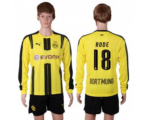 Dortmund #18 Rode Home Long Sleeves Soccer Club Jersey
