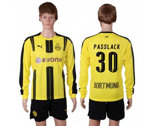 Dortmund #30 Passlack Home Long Sleeves Soccer Club Jersey