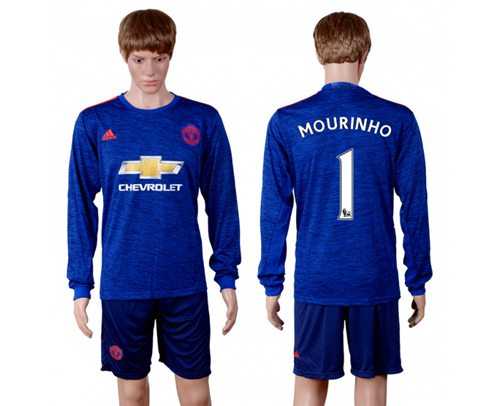 Manchester United #1 Mourinho Away Long Sleeves Soccer Club Jersey