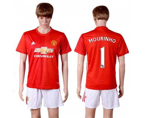Manchester United #1 Mourinho Red Home Soccer Club Jersey
