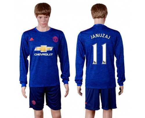 Manchester United #11 Januzaj Away Long Sleeves Soccer Club Jersey