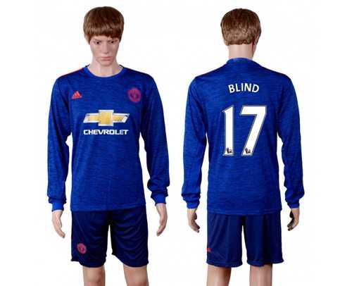 Manchester United #17 Blind Away Long Sleeves Soccer Club Jersey