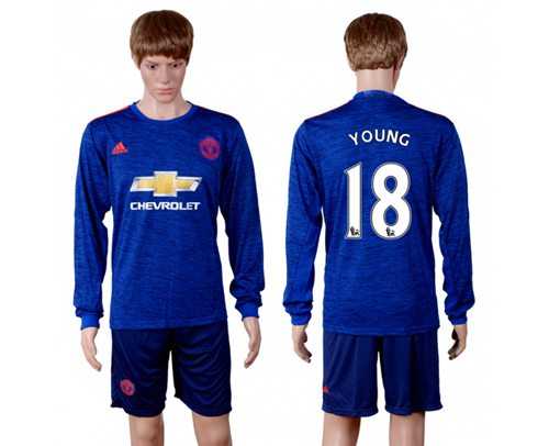 Manchester United #18 Young Away Long Sleeves Soccer Club Jersey