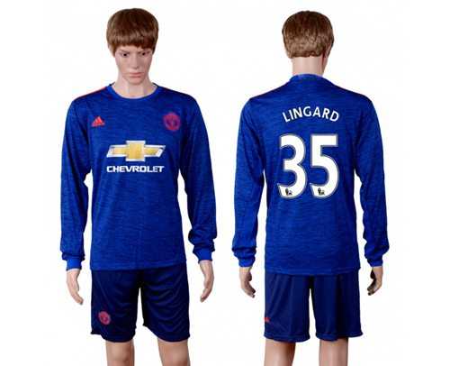 Manchester United #35 Lingard Away Long Sleeves Soccer Club Jersey