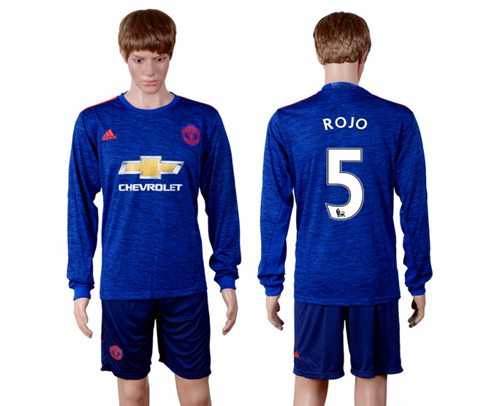 Manchester United #5 Rojo Away Long Sleeves Soccer Club Jersey