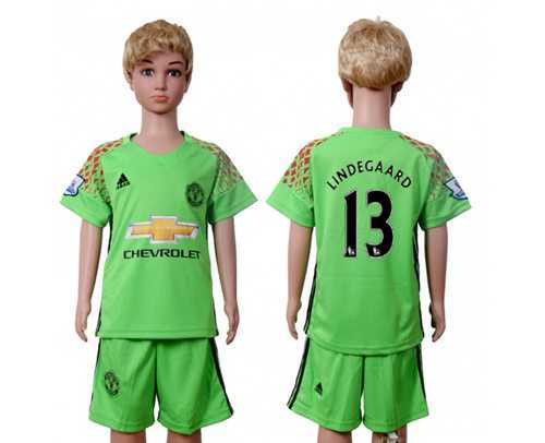 Manchester United #13 Lindegaard Green Kid Soccer Club Jersey