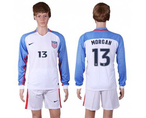 USA #13 Morgan Home Long Sleeves Soccer Country Jersey
