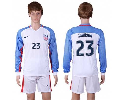 USA #23 Johnson Home Long Sleeves Soccer Country Jersey