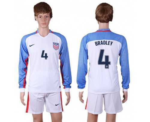 USA #4 Bradley Home Long Sleeves Soccer Country Jersey