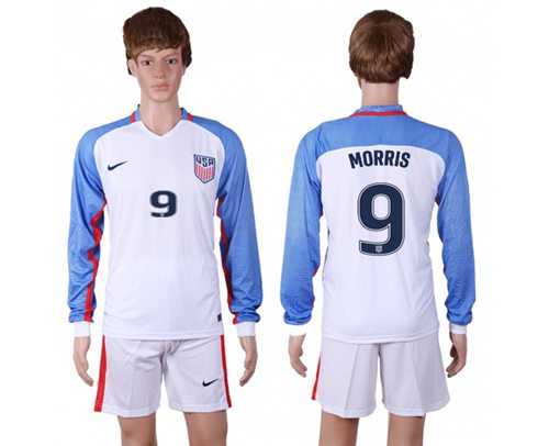 USA #9 Morris Home Long Sleeves Soccer Country Jersey