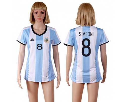Women's Argentina #8 Simeoni Home Soccer Country Jersey