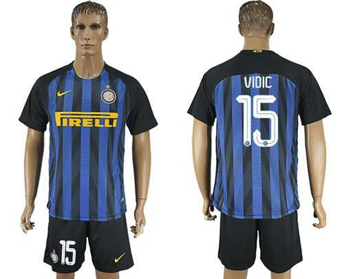Inter Milan #15 Vidic Home Soccer Club Jersey
