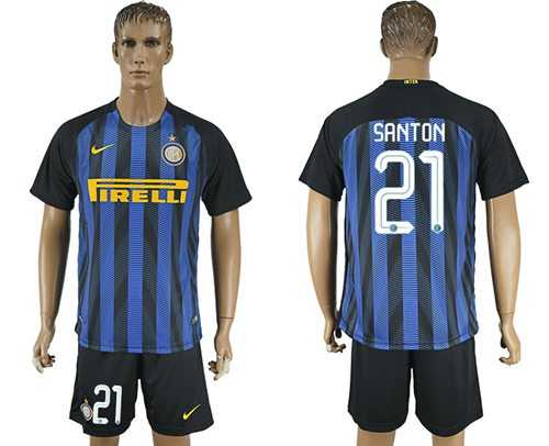 Inter Milan #21 Santon Home Soccer Club Jersey