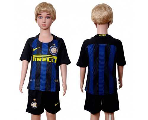 Inter Milan Blank Home Kid Soccer Club Jersey