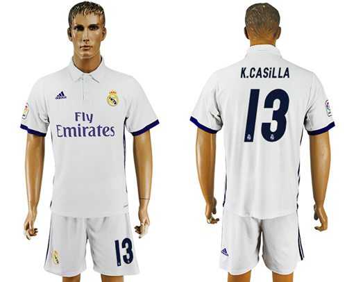 Real Madrid #13 K.Casilla White Home Soccer Club Jersey
