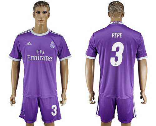 Real Madrid #3 Pepe Away Soccer Club Jersey