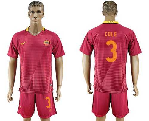 Roma #3 Cole Red Home Soccer Club Jersey