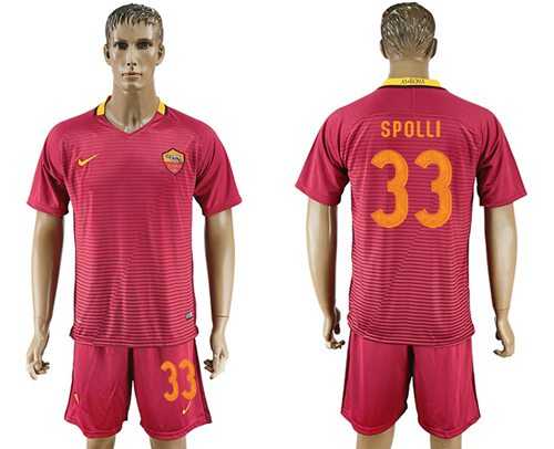 Roma #33 Spolli Red Home Soccer Club Jersey