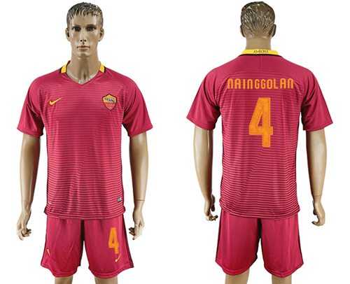 Roma #4 Nainggolan Red Home Soccer Club Jersey