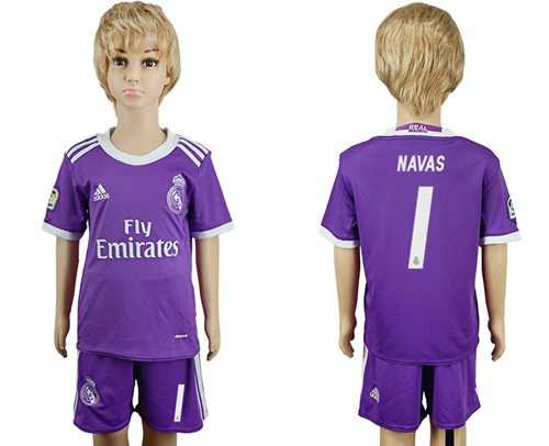 Real Madrid #1 Navas Away Kid Soccer Club Jersey