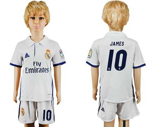 Real Madrid #10 James White Home Kid Soccer Club Jersey