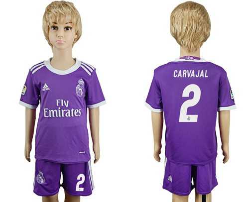 Real Madrid #2 Carvajal Away Kid Soccer Club Jersey