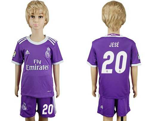 Real Madrid #20 Jese Away Kid Soccer Club Jersey