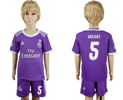 Real Madrid #5 Varane Away Kid Soccer Club Jersey