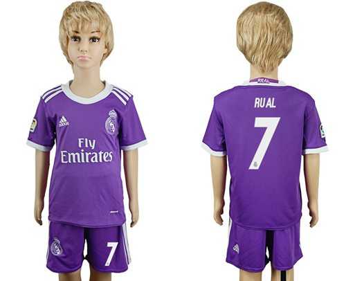 Real Madrid #7 Rual Away Kid Soccer Club Jersey