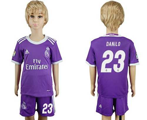 Real Madrid #23 Danilo Away Kid Soccer Club Jersey