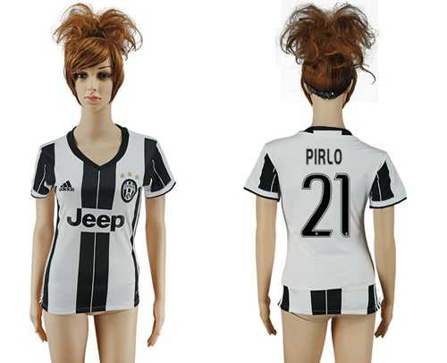 Women's Juventus #21 Pirlo Home Soccer Club Jersey