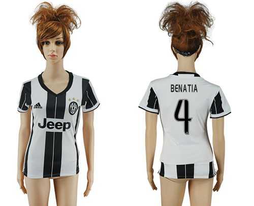 Women's Juventus #4 Benatia Home Soccer Club Jersey