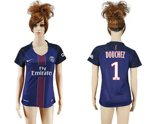 Women's Paris Saint-Germain #1 Douchez Home Soccer Club Jersey