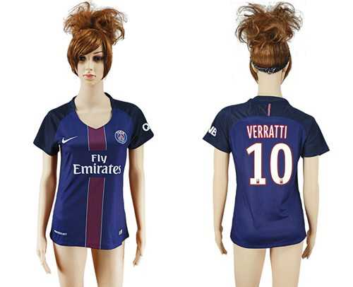 Women's Paris Saint-Germain #10 Verratti Home Soccer Club Jersey
