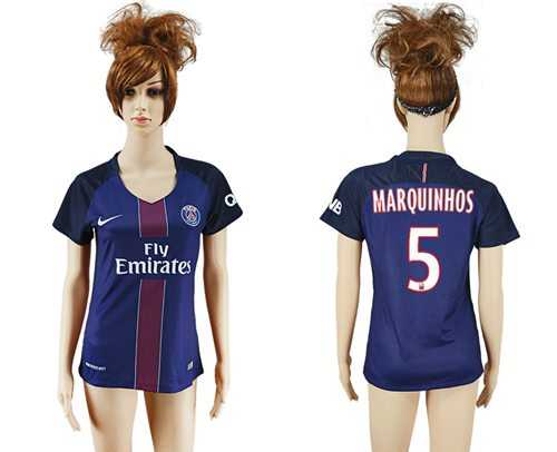 Women's Paris Saint-Germain #5 Marquinhos Home Soccer Club Jersey