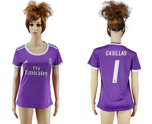 Women's Real Madrid #1 Casillas Away Soccer Club Jersey