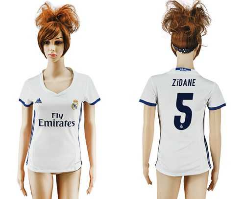 Women's Real Madrid #5 Zidane Home Soccer Club Jersey