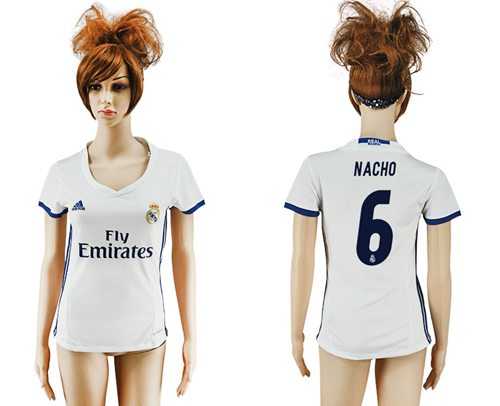 Women's Real Madrid #6 Nacho Home Soccer Club Jersey
