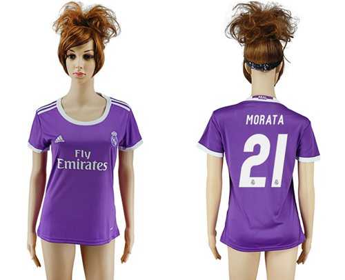 Women's Real Madrid #21 Morata Away Soccer Club Jersey
