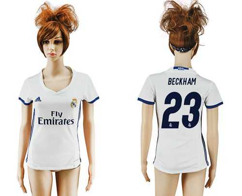 Women's Real Madrid #23 Beckham Home Soccer Club Jersey
