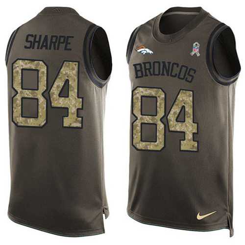 Nike Denver Broncos #84 Shannon Sharpe Green Men's Stitched NFL Limited Salute To Service Tank Top Jersey