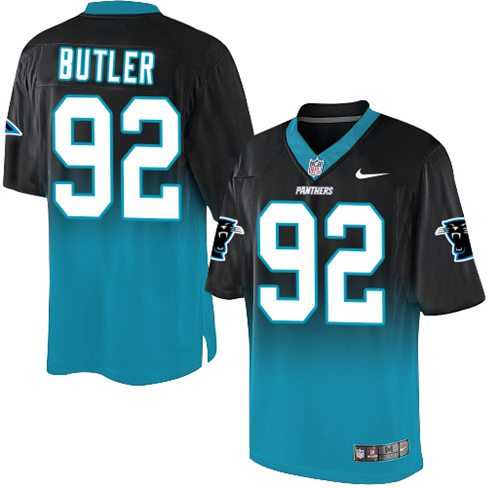 Nike Carolina Panthers #92 Vernon Butler Black Blue Men's Stitched NFL Elite Fadeaway Fashion Jersey