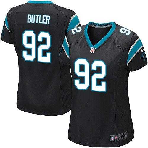 Women's Nike Carolina Panthers #92 Vernon Butler Black Team Color Stitched NFL Elite Jersey