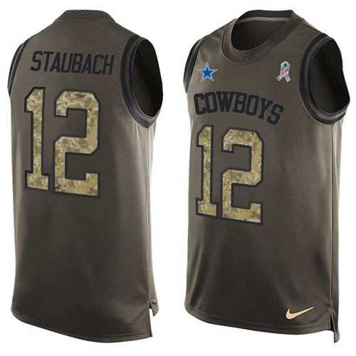 Nike Dallas Cowboys #12 Roger Staubach Green Men's Stitched NFL Limited Salute To Service Tank Top Jersey